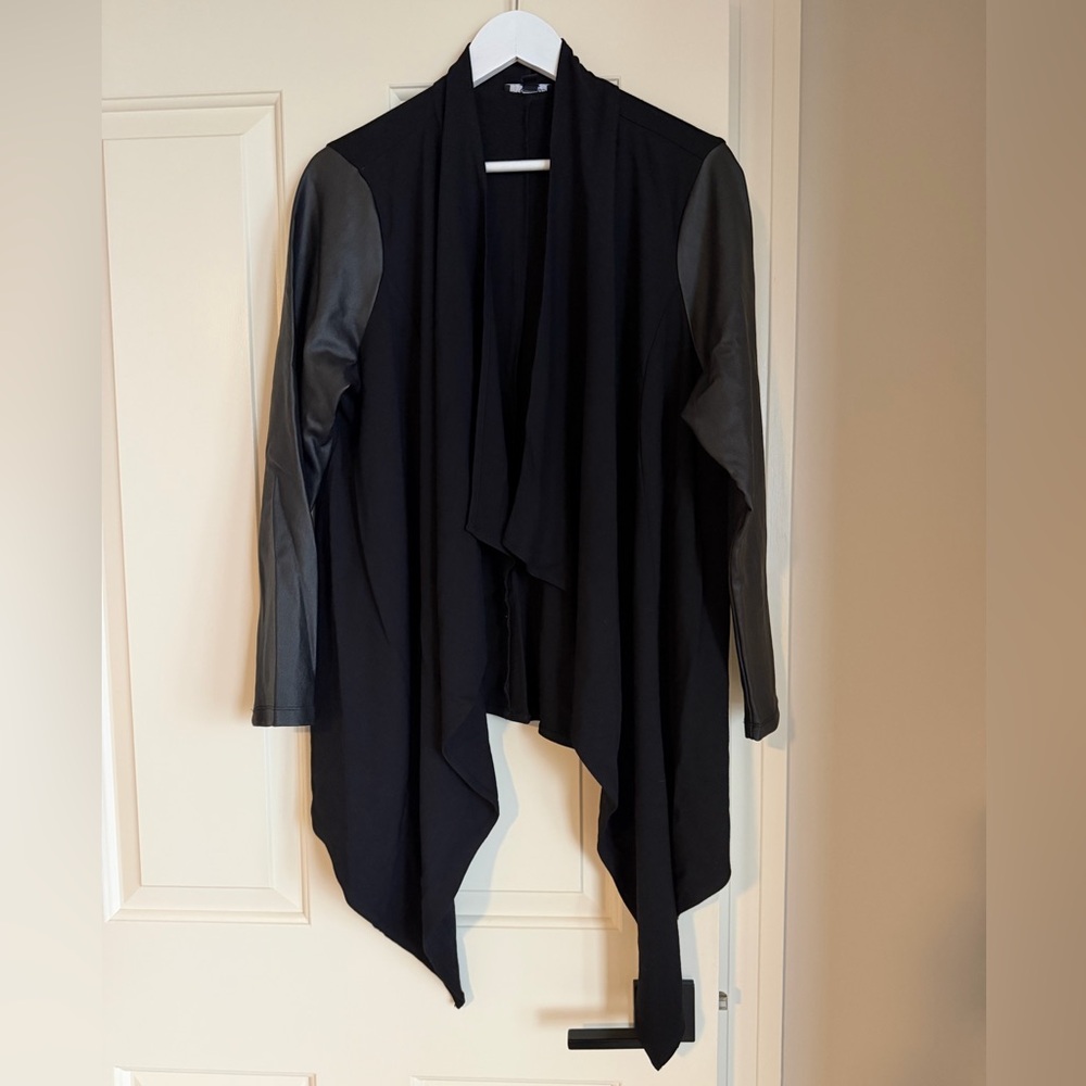 Torrid Black Cardigan with Leather Sleeves